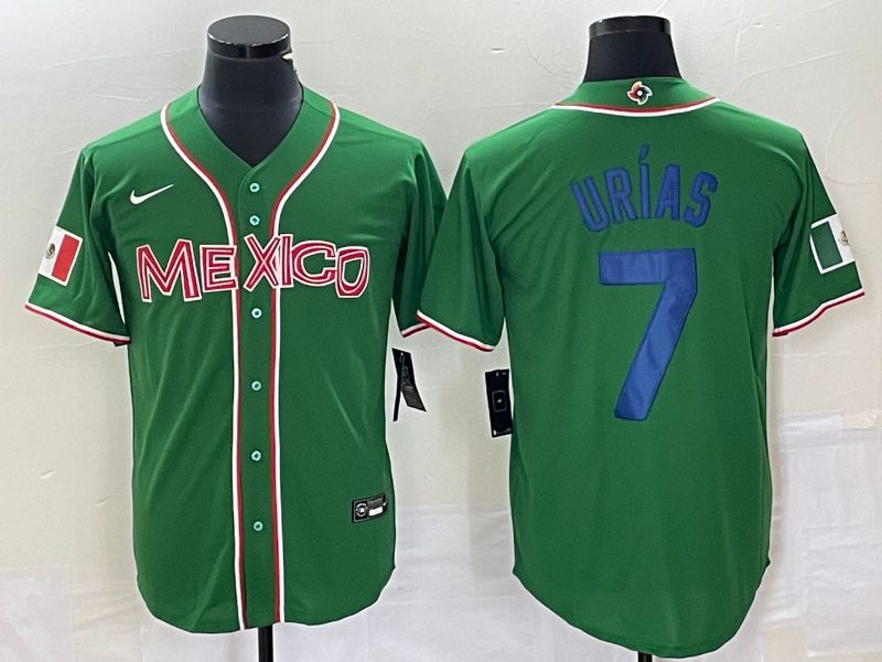 Men 2023 World Cub Mexico #7 Urias Green blue Nike MLB Jersey3